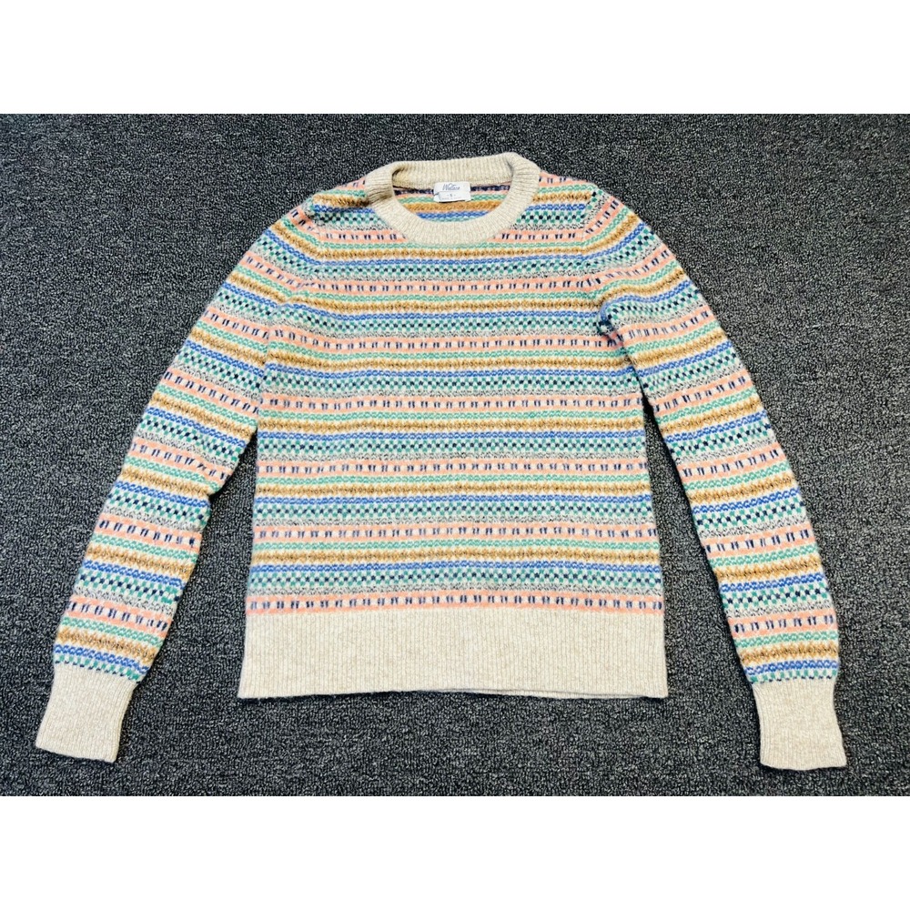 Wallace Sweater Kids Small Multicolor Printed Tight Knit Ribbed Trim Crew Neck